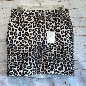 Good American Skirt Womens US 8 EU 29 Snow Leopard Animal Print Mini Short